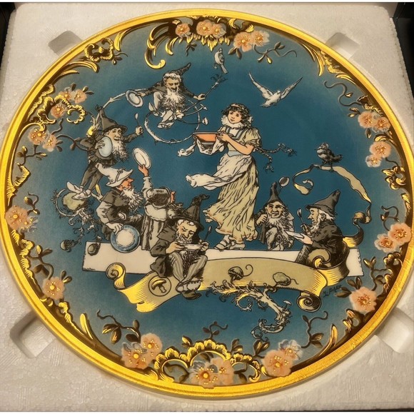 Vintage Mettlach Collectors Society Chromolith Snow White & The 7 Dwarfs Plate - Picture 3 of 5